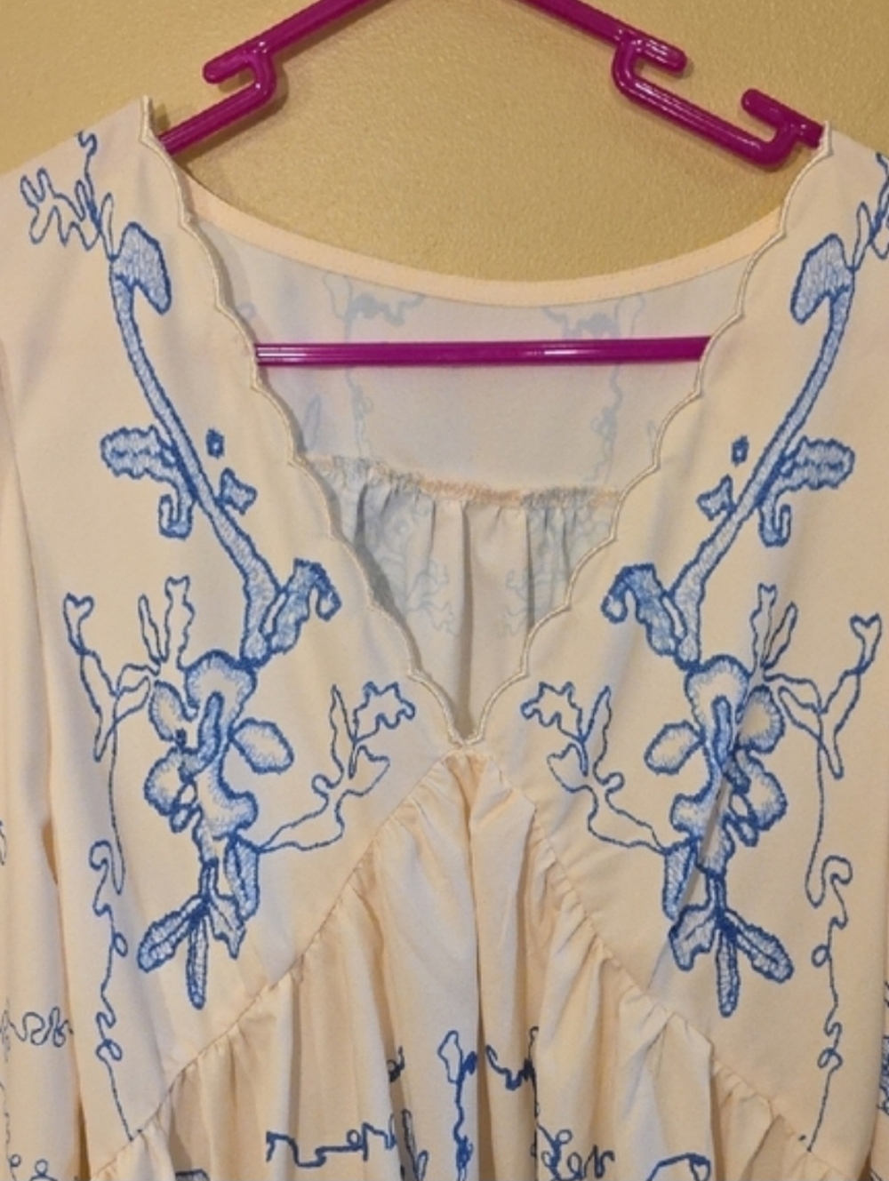 Cupshe Boho Orchids Ruffuled Mini Dress, Blue & Cream - Picture 4 of 13